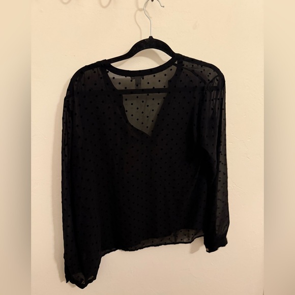 A New Day Black Sheer Polka Dot Blouse - Picture 5 of 5